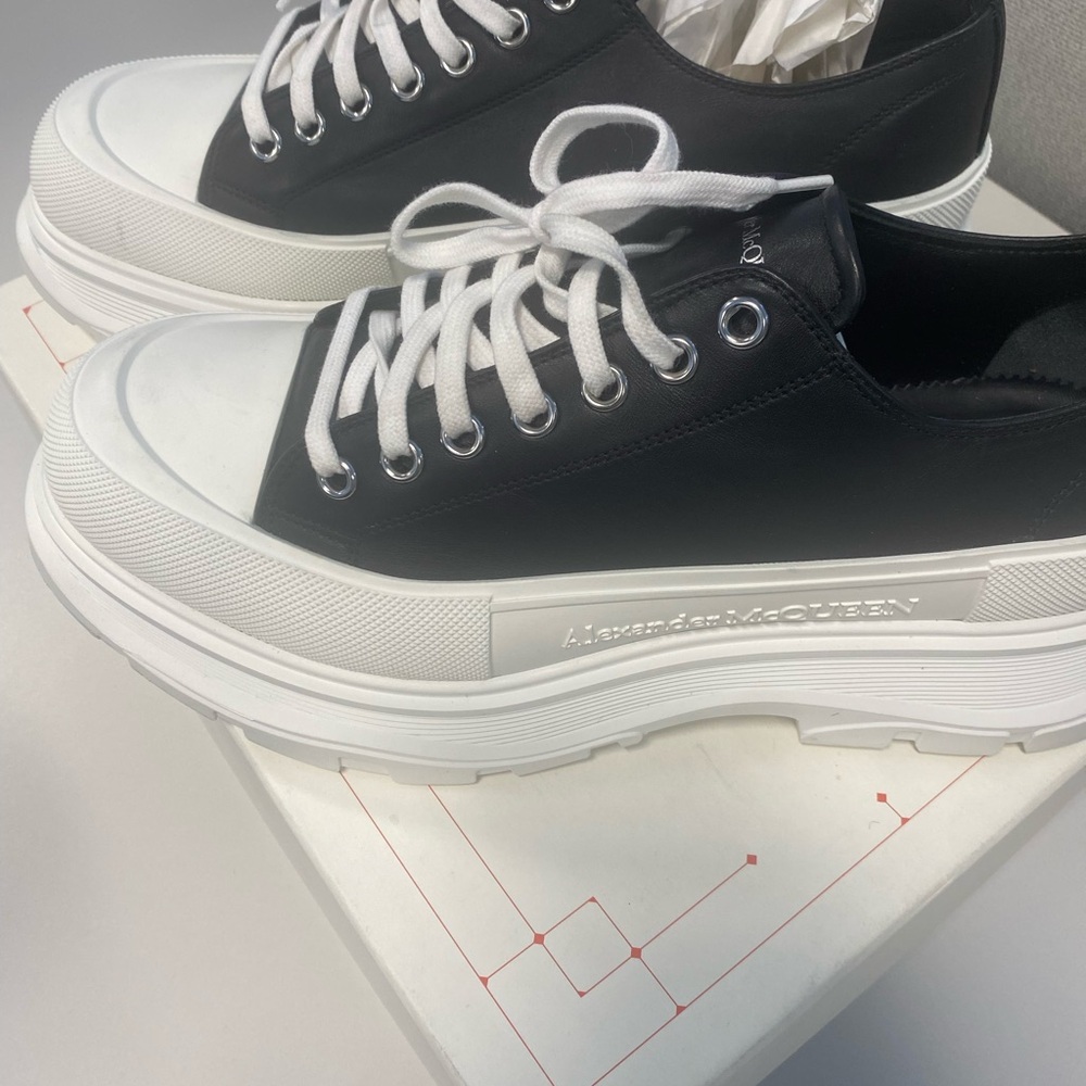 Alexander McQueen Black and White Platform Sneakers